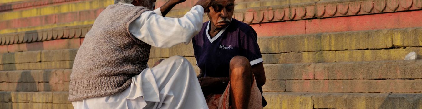 Barber at Varanasi Ghat - Significant Landmark in Kashi, Varanasi